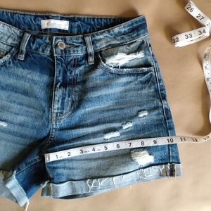 KanCan high rise distressed midi shorts
